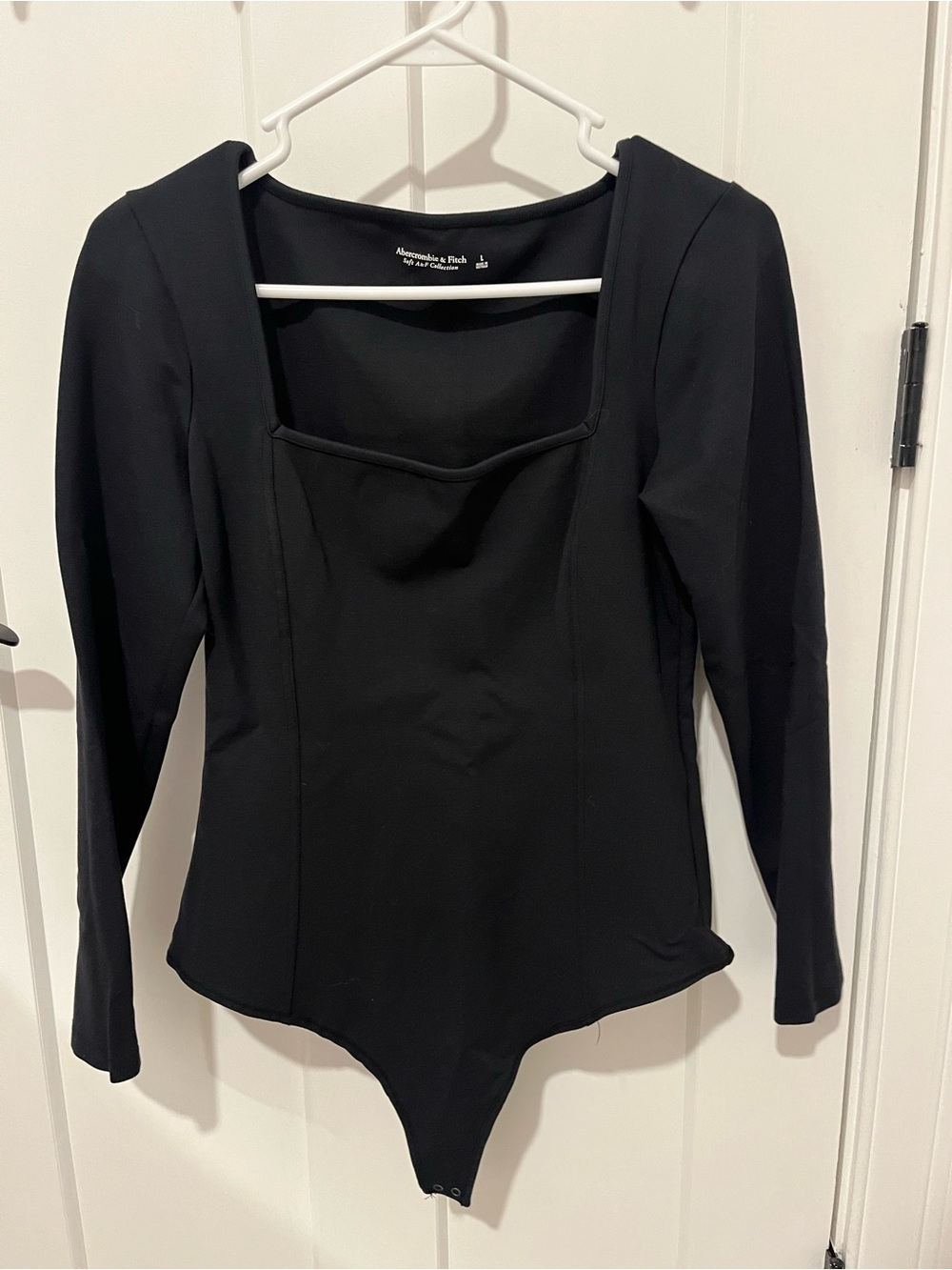 Abercrombie & Fitch Black Square Neck Long-Sleeve Bodysuit